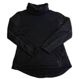 Smartwool Pullover Women Small Black Hudson Trail Fleece Sweater Wool Blend